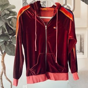 WOMENS VELVET AVIATOR NATION ZIP UP